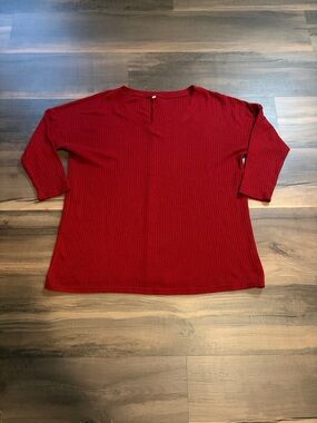 Women’s Red Long Sleeve Waffle Knit Tee Size Large